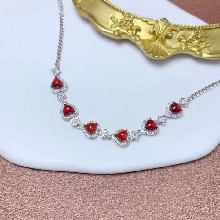 Naturlig Granat Venskabs Charms Armbånd