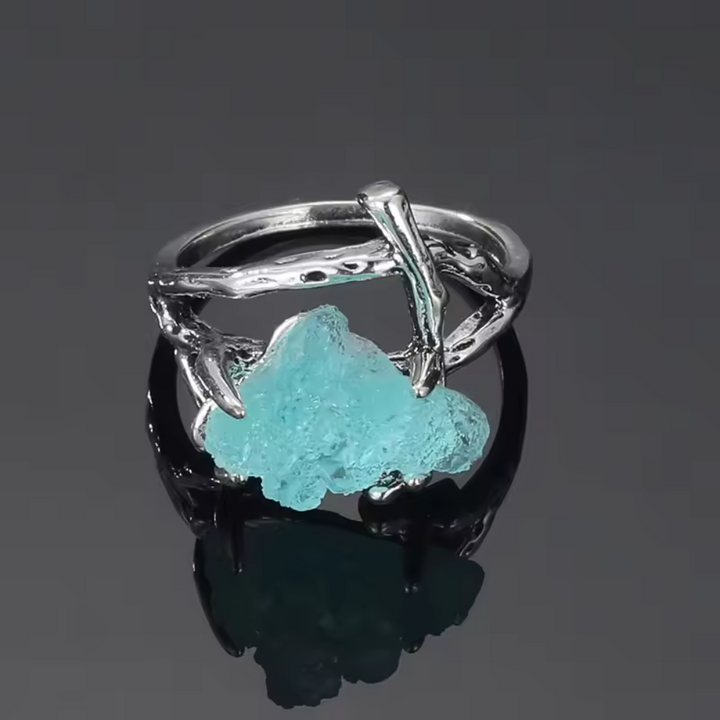 Håndlavet Blå Sten Klo Ring