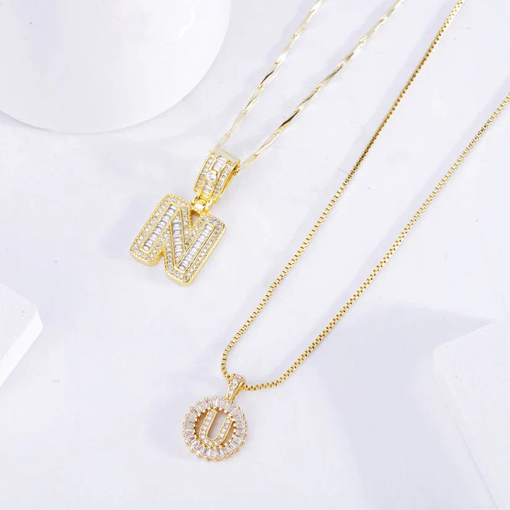 Moissanite Initial Pendant Necklace Set