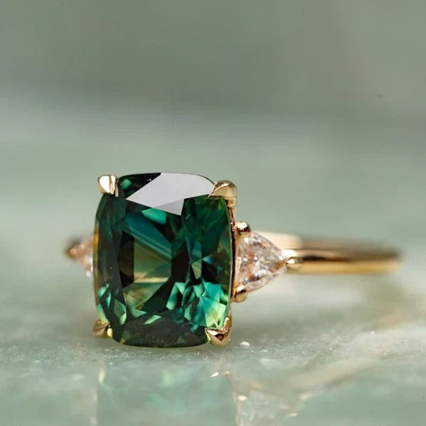 Vintage-inspireret Grøn Sten Guld Ring