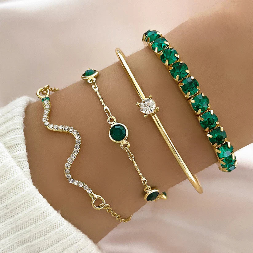Set van Groene Steenarmbanden