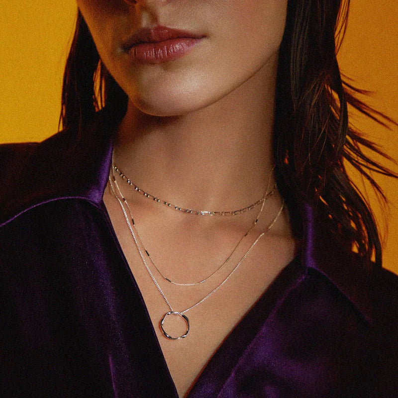 Open Circle Triple Row Necklace