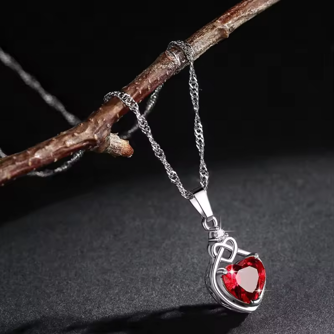 Rød Zircon Hjerte Smykkesæt