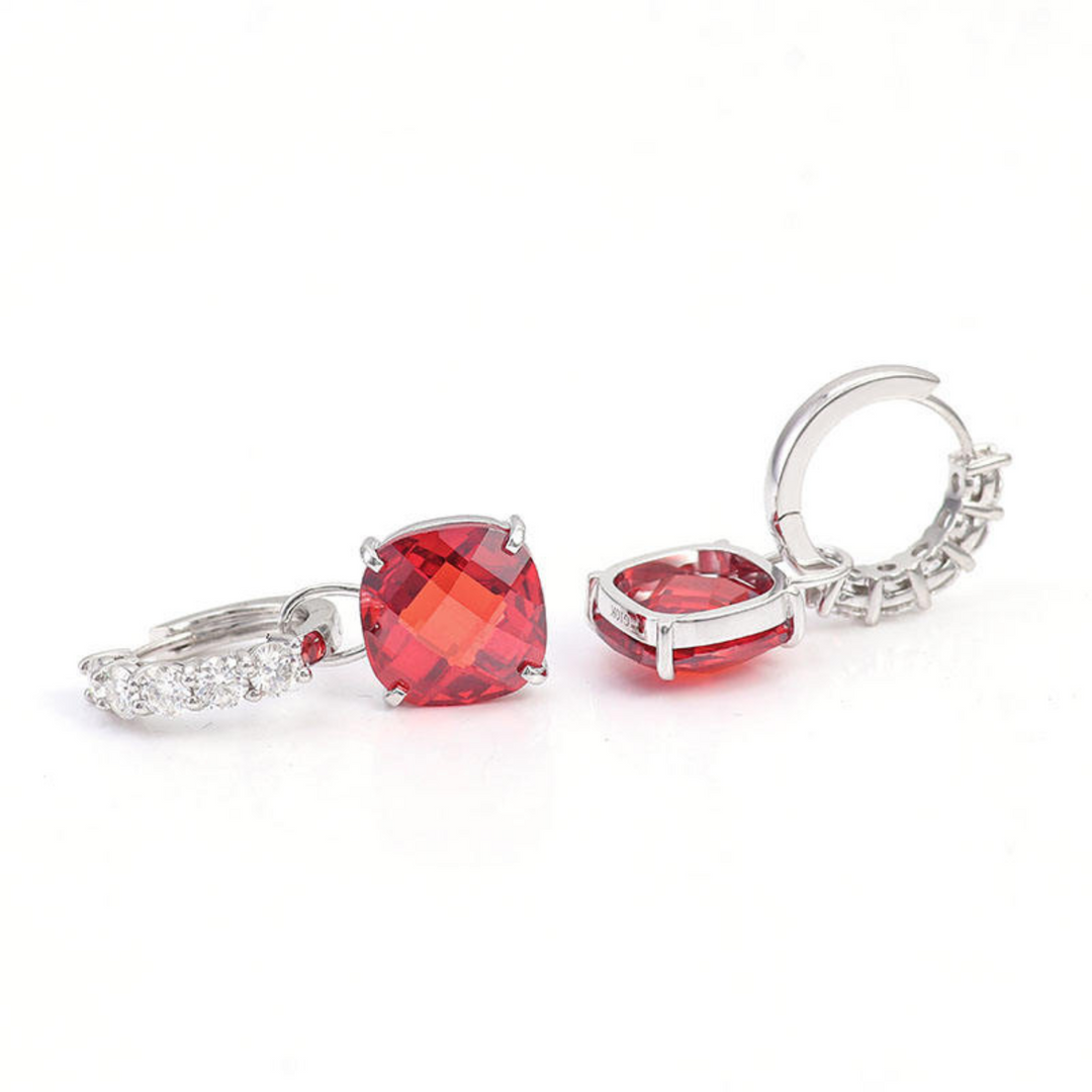 Rubin & Diamant Stud Øreringe