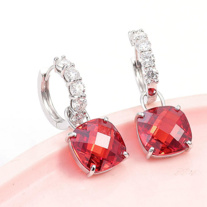 Rubin & Diamant Stud Øreringe