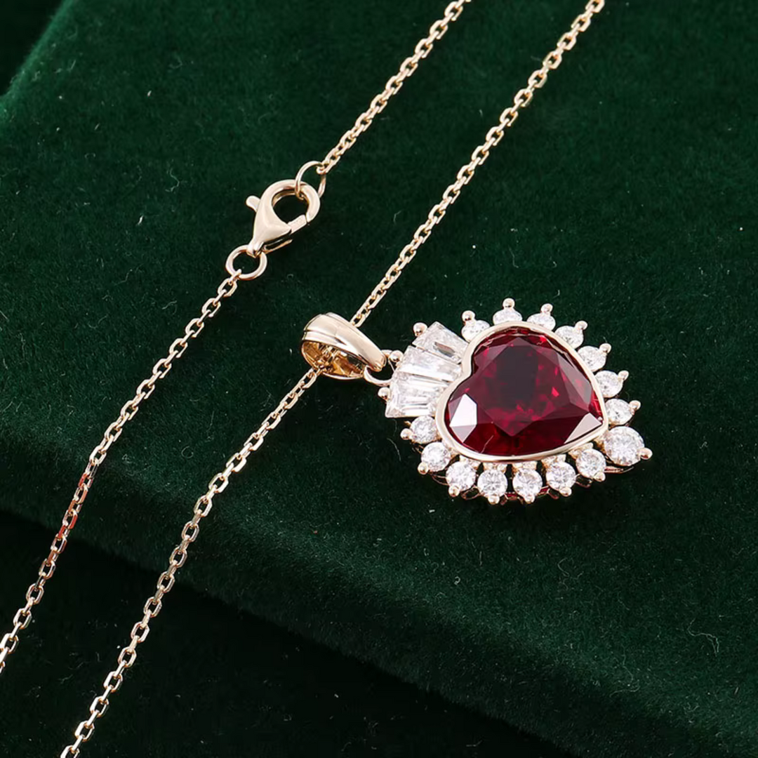 Ruby & Moissanite Sten Halskæde