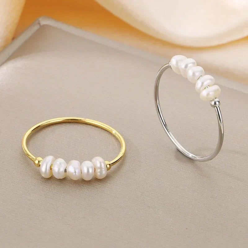 Golden Pearl Charm Ring