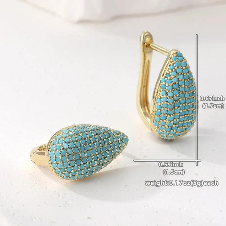 Turquoise Pavé druppelvormige oorringen