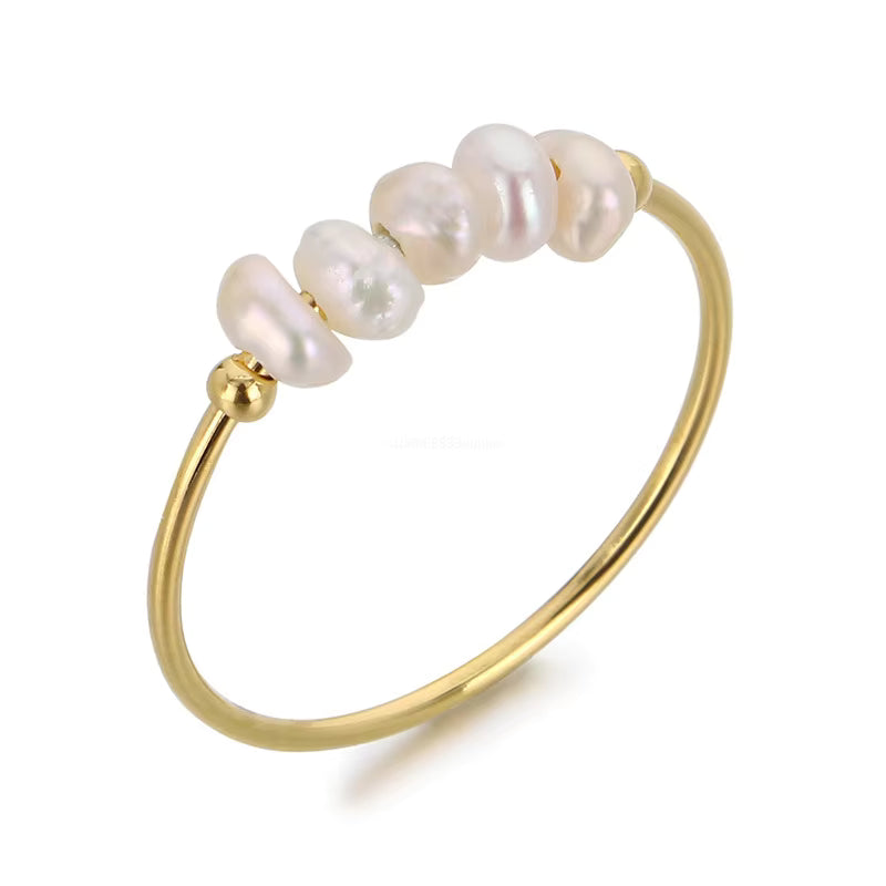 Golden Pearl Charm Ring