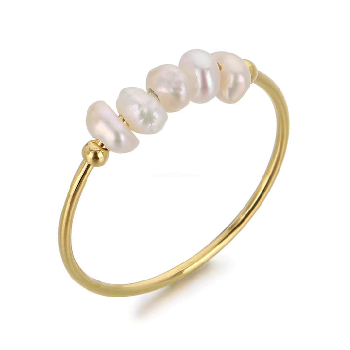 Golden Pearl Charm Ring