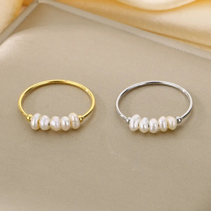 Golden Pearl Charm Ring