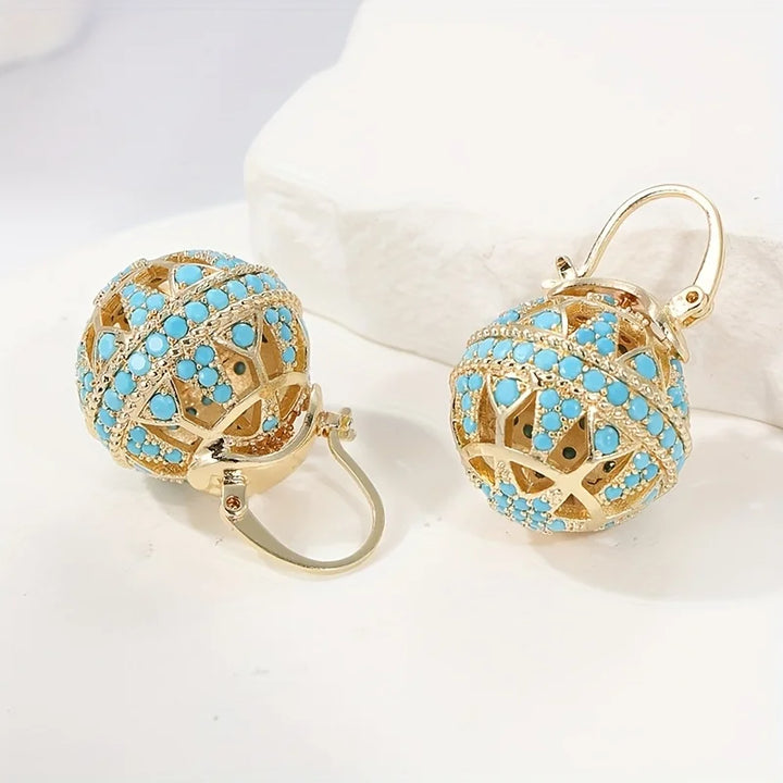 Turquoise filigraan bolvormige oorbellen