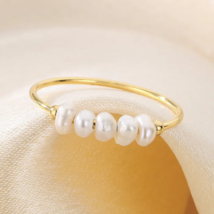 Golden Pearl Charm Ring