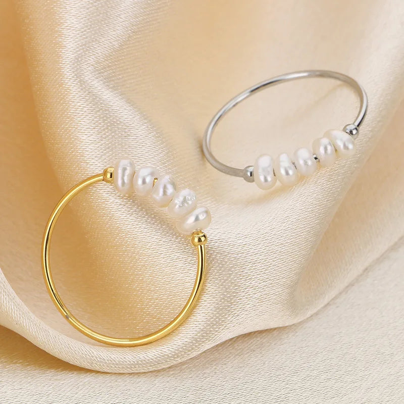 Golden Pearl Charm Ring