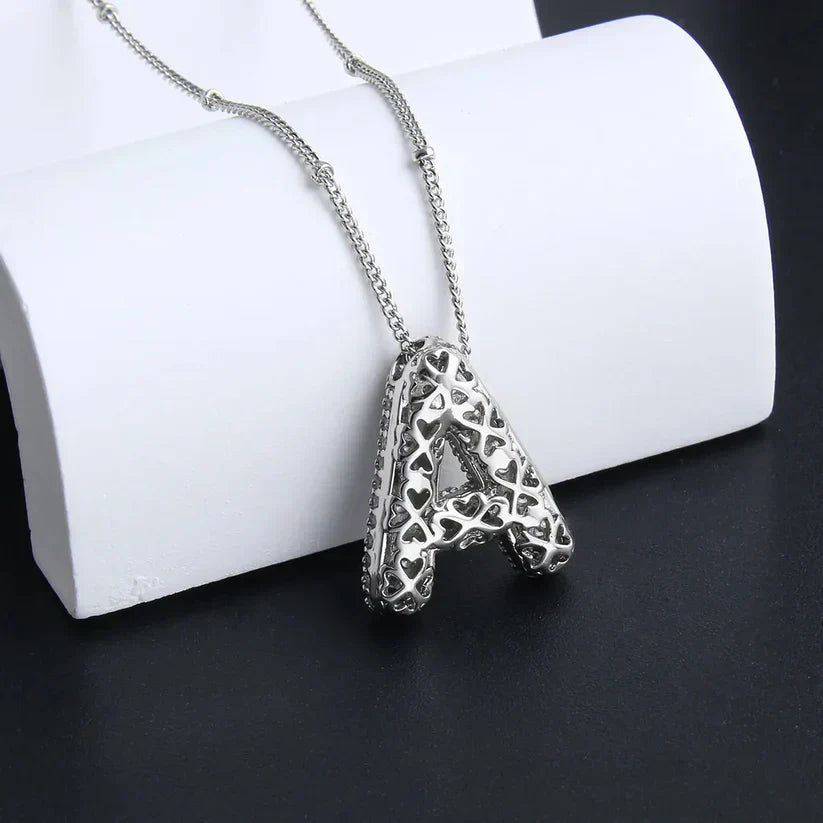 Bubbel Letter Initial Halsketting Set