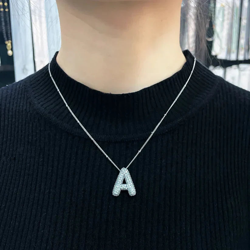 Bubbel Letter Initial Halsketting Set