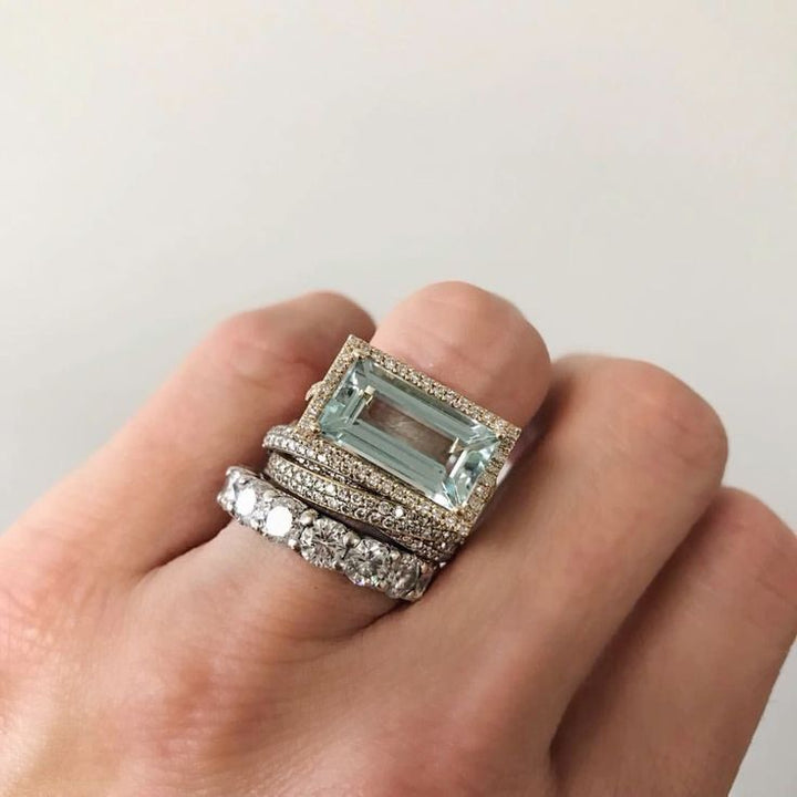 Vintage Zilveren Ringenset met Turkoois Glas