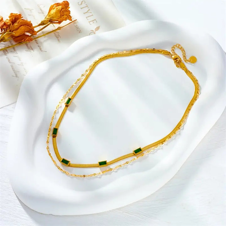 Sorella Gem Dubbel-Laags Retro Gouden Ketting