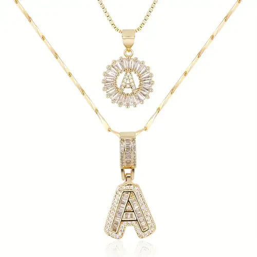 Moissanite Initial Pendant Necklace Set