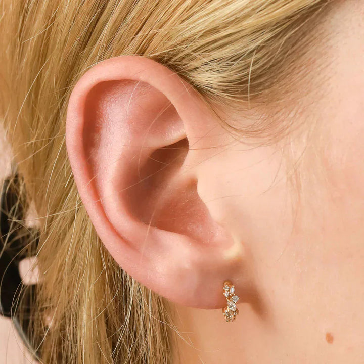 Crystal Cluster Hoop Earrings