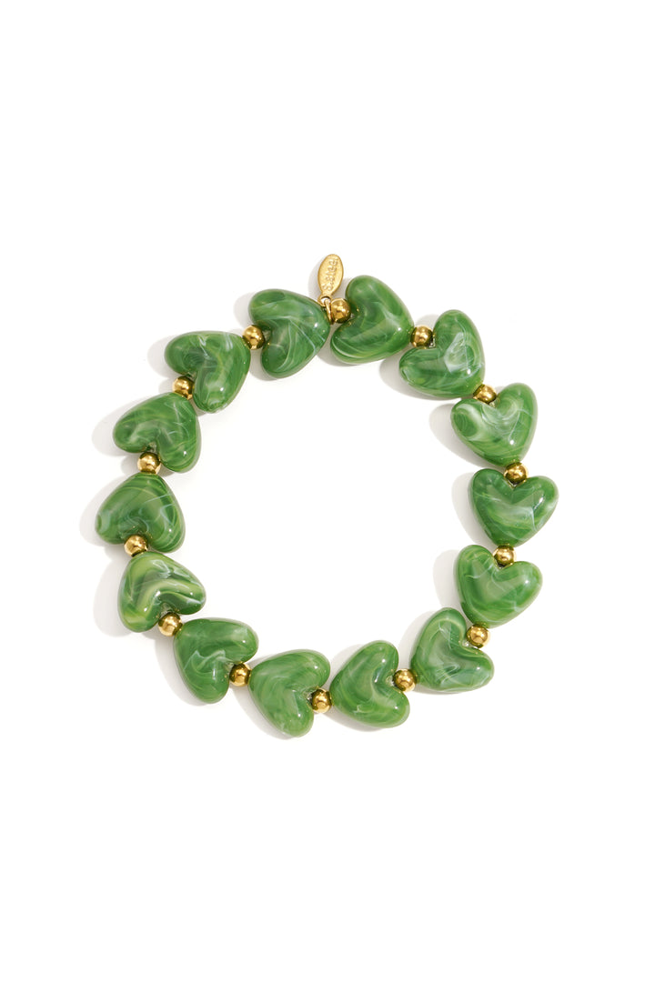 Elastic heart beaded bracelet