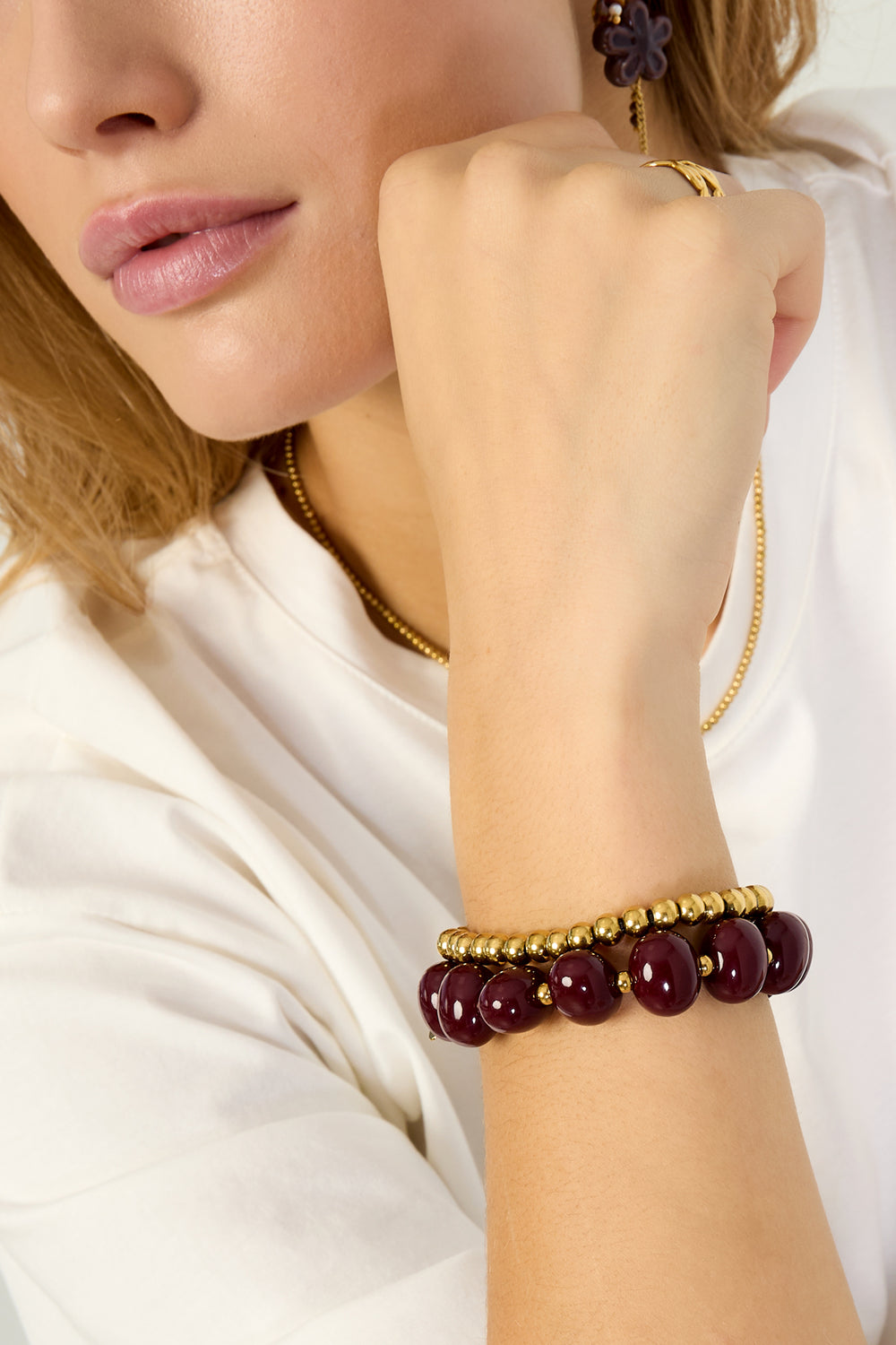 Simple elastic beaded bracelet, women's jewelry