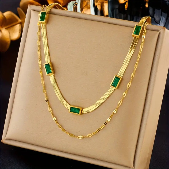 Sorella Gem Dubbel-Laags Retro Gouden Ketting