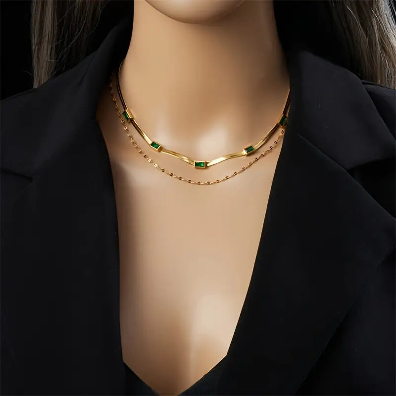 Sorella Gem Dubbel-Laags Retro Gouden Ketting
