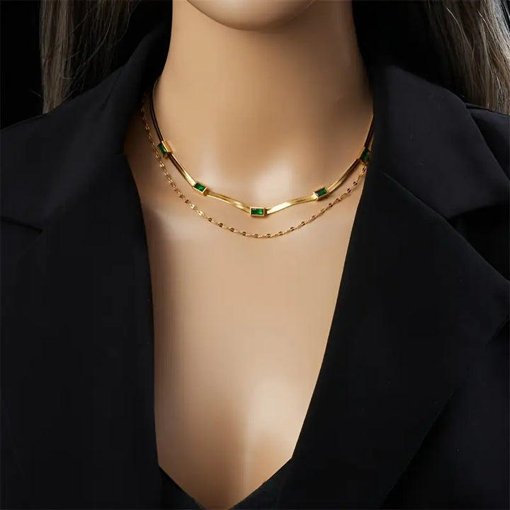 Sorella Gem Dubbel-Laags Retro Gouden Ketting