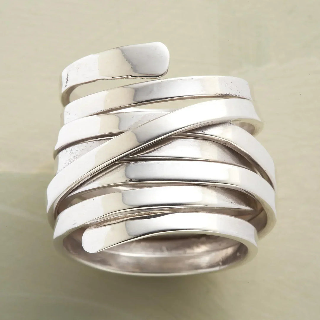 Retro Gelaagde Zilveren Ring