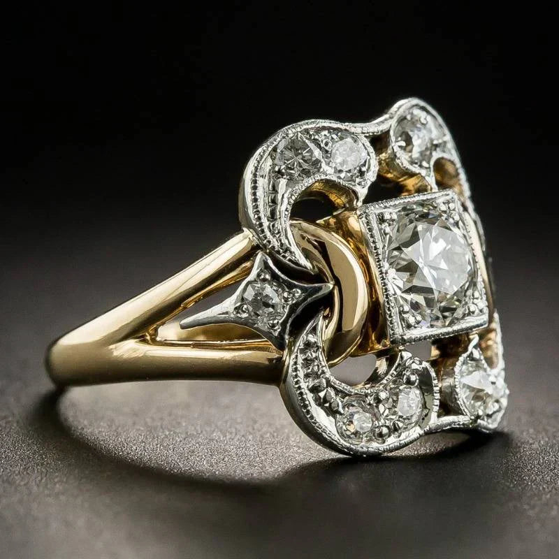 Retro Gouden Ring met Zirconia