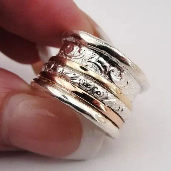 Retro Gouden en Zilveren Ring