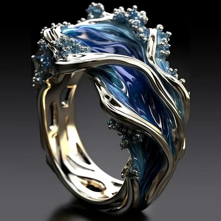Vintage Gold Finish Ocean Wave Ring