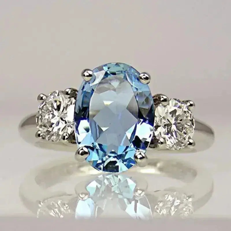 Sterling Zilveren Ring met Blauwe Diamantkristal