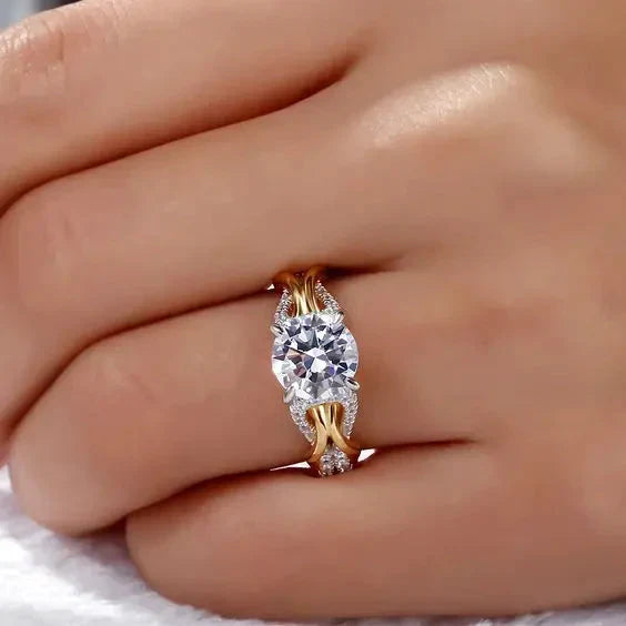 Retro Gouden en Zilveren Kristalring