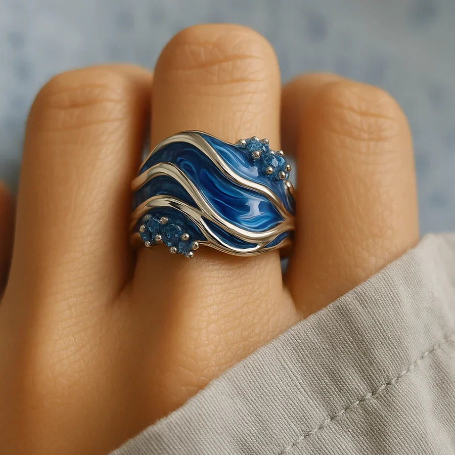 Vintage Gylden Ocean Bølget Ring